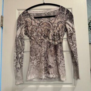 Cache, Women's Long Sleeve, Print t-shirt, Size Small, Preowned